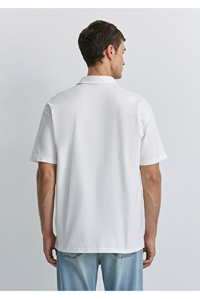 Mavi Beyaz Polo Tişört Loose Fit / Bol Rahat Kesim 0612481-70057
