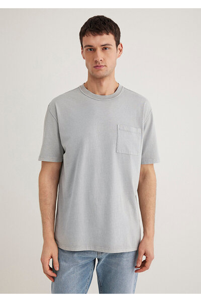 Mavi Gri Tişört Loose Fit / Bol Rahat Kesim 0612596-70119