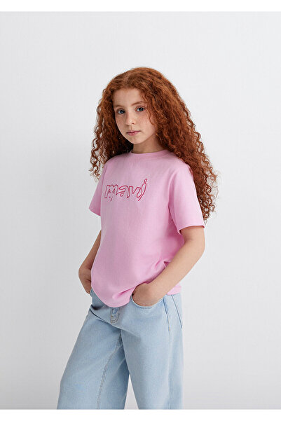 Mavi Logo Cat Printed Pink T-Shirt Regular Fit 7610338-70973