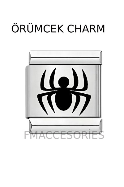Feride İtalyan çelik bileklik charm 9mm 1 cm örümcek logo harf isim yazılır