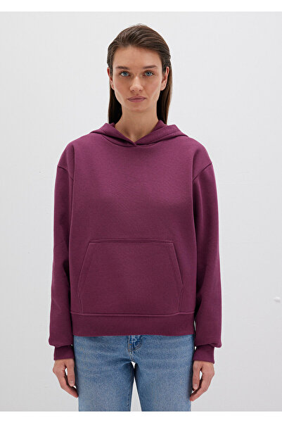 Mavi Kapüşonlu Bordo Basic Sweatshirt 167299-70670