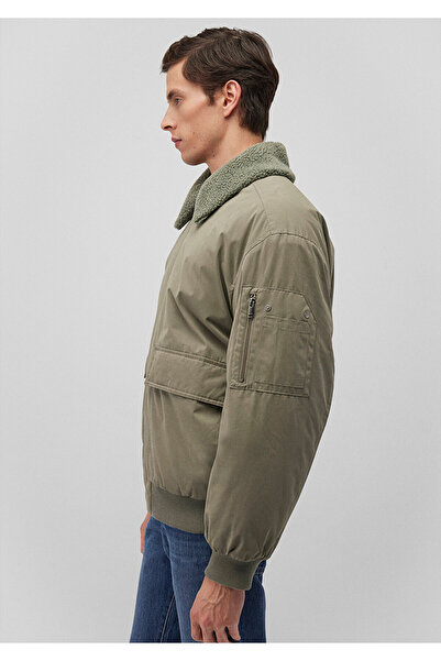 Mavi Dik Yaka Yeşil Bomber Ceket Oversize / Geniş Kesim 0110465-85485