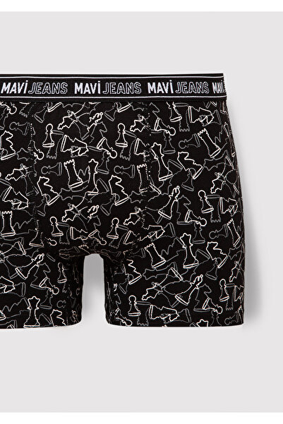 Mavi Satranç Baskılı Siyah Boxer 0911313-900