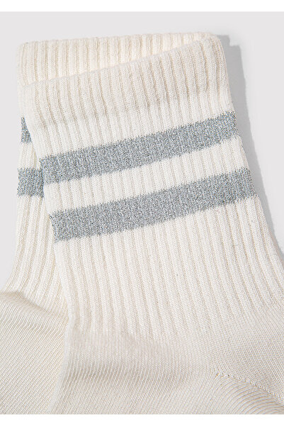 Mavi Çizgili Ekru Soket Çorap 1913241-70048