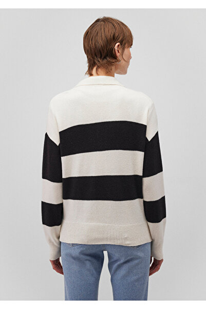 Mavi Polo Yaka Çizgili Siyah Kazak Regular Fit / Normal Kesim 1710503-85407