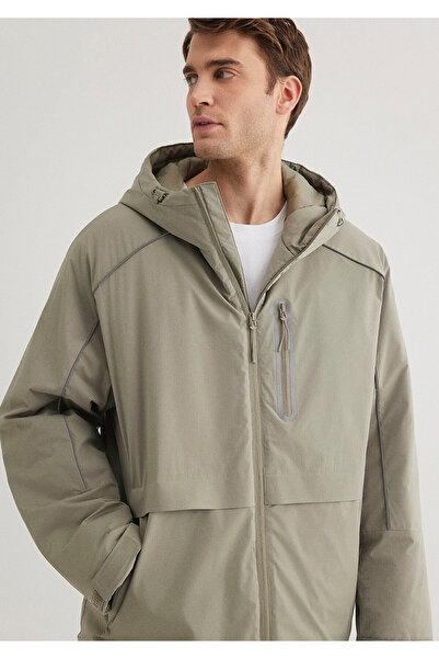 Mavi Su İtici Kapüşonlu Haki Mont Loose Fit / Bol Rahat Kesim 0110560-71818
