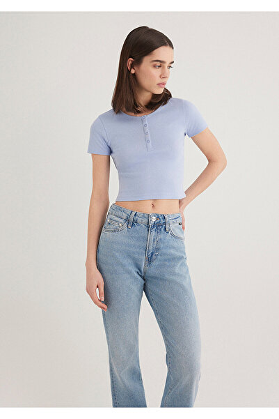 Mavi Tricou de bază cu nasturi Crop / Scurt 1611639-80874