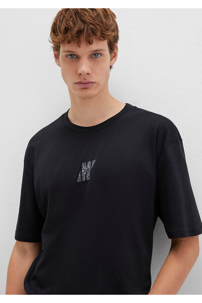 Mavi Pro Logo Baskılı Siyah Tişört Loose Fit / Bol Rahat Kesim 0612189-900