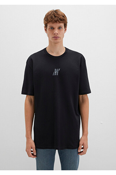 Mavi Pro Logo Baskılı Siyah Tişört Loose Fit / Bol Rahat Kesim 0612189-900
