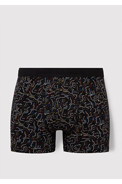 Mavi Baskılı Siyah Boxer 0910451-900