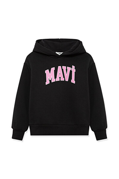 Mavi Logo Baskılı Kapüşonlu Antrasit Sweatshirt 7610035-70087