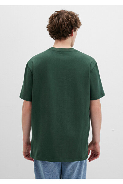 Mavi Cep Detaylı Yeşil Basic Tişört Loose Fit / Bol Rahat Kesim 066248-81570