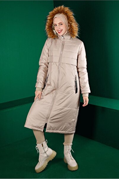 Alvina Jachetă pufă cu glugă din blană 90318