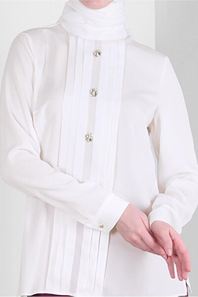 Alvina STONE DETAILED PLEATED BLUZ 43537