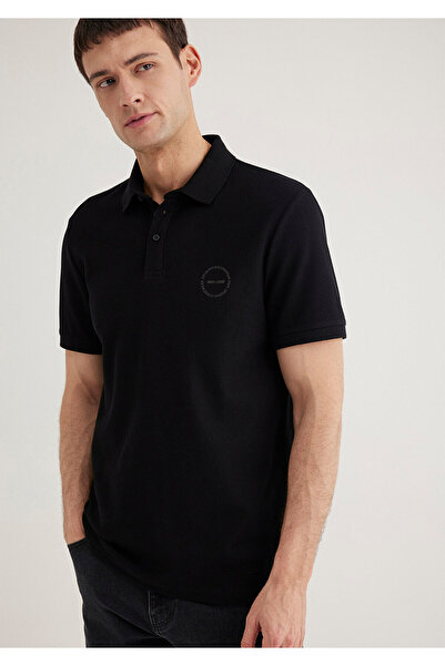 Mavi Dokulu Siyah Polo Tişört Slim Fit / Dar Kesim 0610305-900