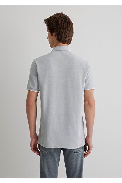 Mavi Şerit Detaylı Gri Polo Tişört Slim Fit / Dar Kesim 065900-34019