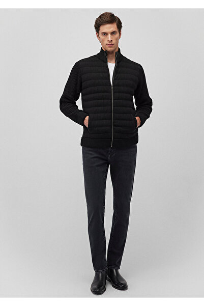 Mavi Fermuarlı Siyah Triko Hırka Slim Fit / Dar Kesim 070697-900