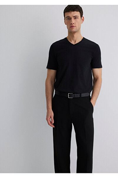 Mavi Černé tričko SlimFit s výstřihem do V - 065586 -900