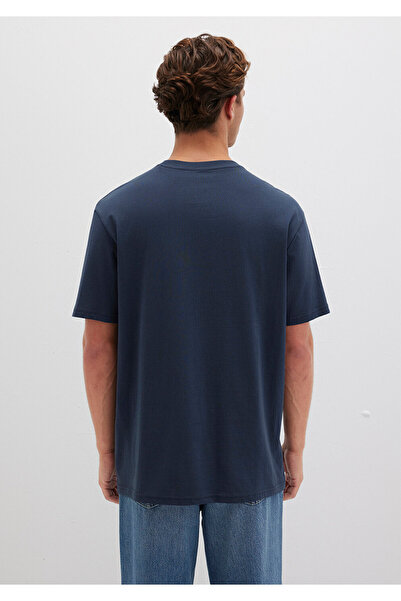 Mavi Mühür Logo Nakışlı Lacivert Tişört Loose Fit / Bol Rahat Kesim 067074-33207