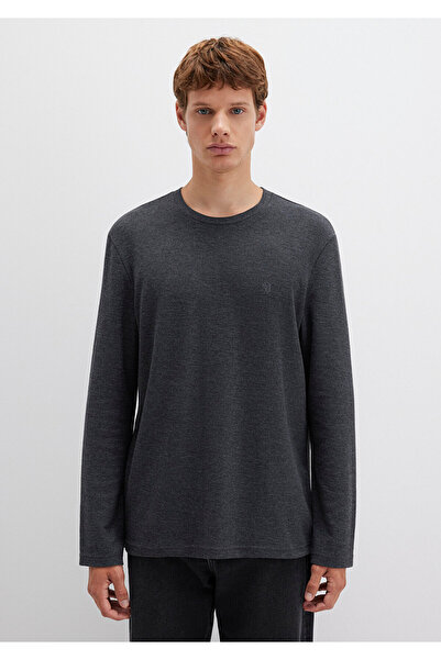 Mavi Uzun Kollu Antrasit Basic Tişört Slim Fit / Dar Kesim 065755-29758
