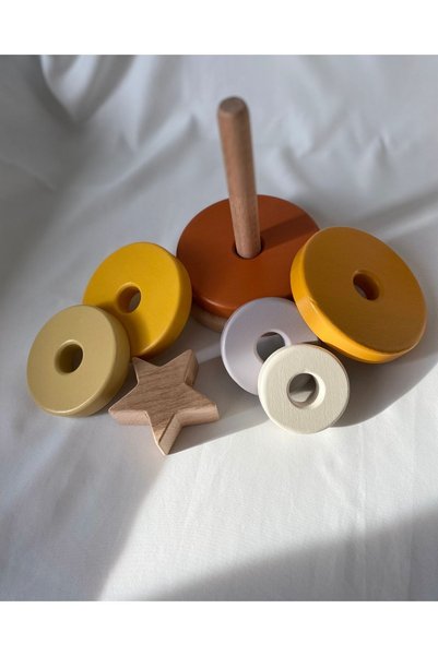tiny wood لعبة والدورف ستار تاور الخشبية ذات لون القهوة الباستيل البيئية