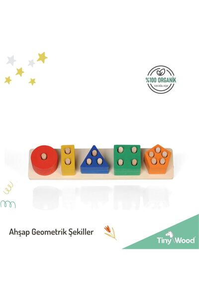 tiny wood Ahşap 5 Li Geometrik Şekiller