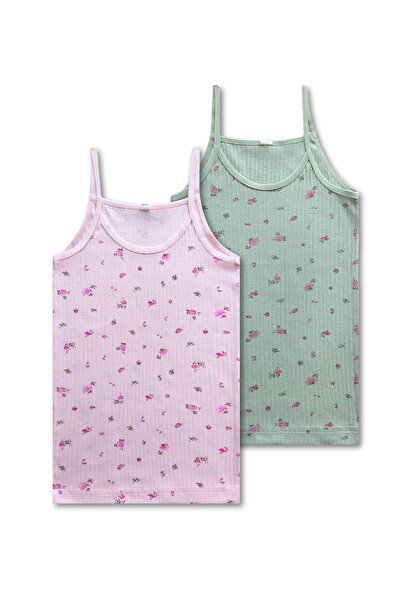 GizaKids 100% Cotton Report Ribbed Girls' Thin Strap Undershirt Underwear Set of 6