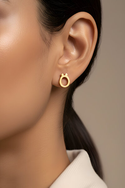 So CHIC... Ö Harfi 18 Ayar Sarı Altın Kaplama Gümüş Tek Küpe