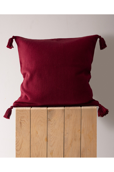 Madame Coco Virlet %100 Pamuk Kırlent Kılıfı - Kırmızı/Bej - 45x45 cm