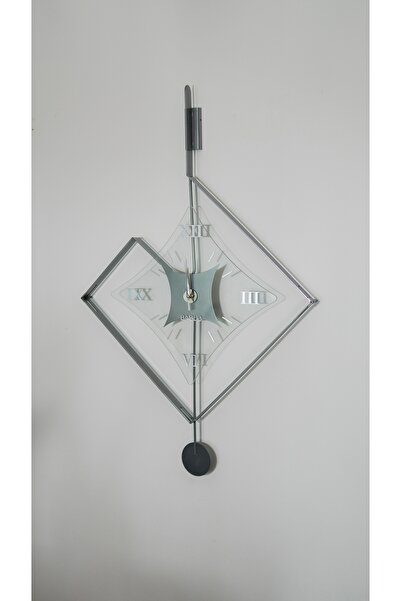 bablo | Eksen Silver Klasik Modern Duvar Saati Camlı Gümüş Metal Duvar Saati ...