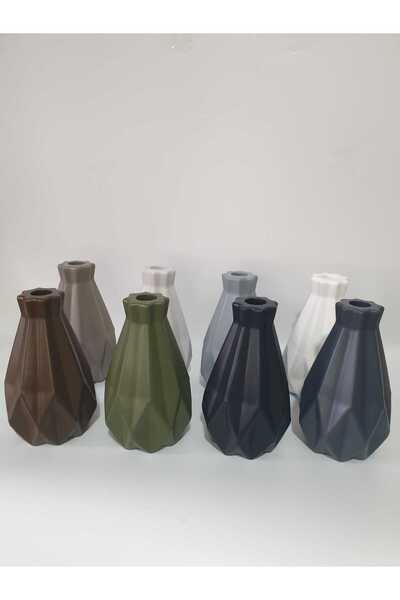 TACTIC Brown Geometric Stone Vase 17 cm - Decorative Stylish Tabletop Flower Holder