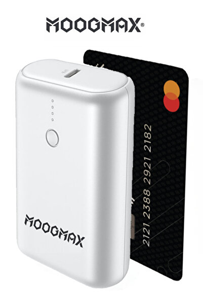 MOOGMAX باور بانك قوي بسعة 10000 مللي امبير. شاحن متنقل بمنفذين (شاحن تايب سي& شاحن يو اس بي). باور بنك أبيض