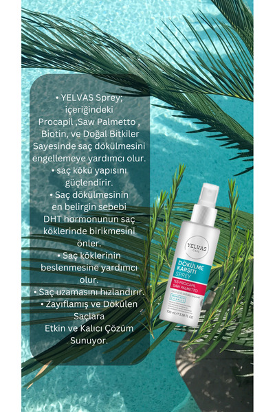 yelvas Procapil 5% Ve Saw Palmetto Içerikli Saç Dökülmesine Karşı Sprey (SERUM) 100 ml