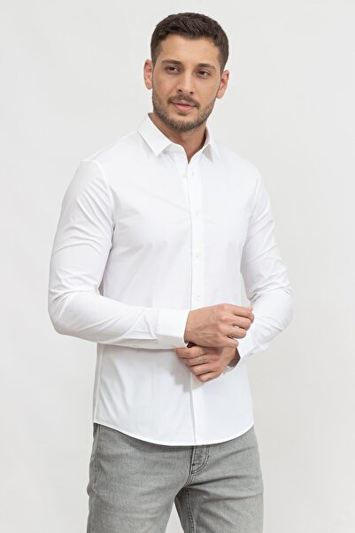 Calvin Klein Chest Logo Slim Stretch Erkek Gömlek
