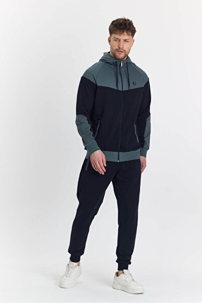 Marco Ferry Men's Cotton Hooded Tracksuit Set A.Indigo 5294-İ