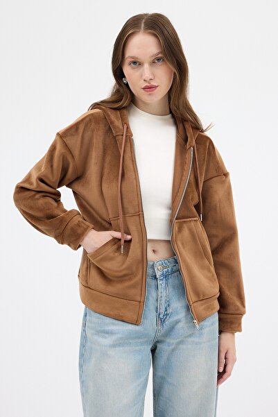 Rays 3059A Jachetă cu glugă și buzunar, maro