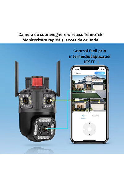 TehnoTek WS-Q204V Outdoor Wi‑Fi Camera, 4MP, 355° Pan/90° Tilt, Color Night Vision, Two‑Way Au