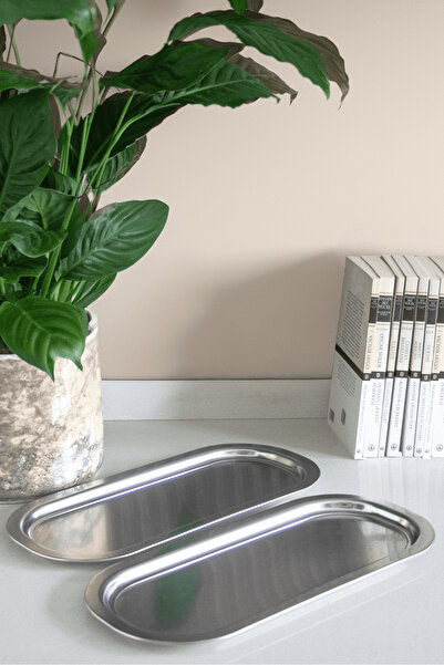 Sarkap Home 2'li Oval Sunumluk Tepsi - Silver