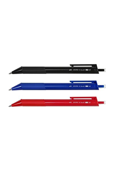 ZERO G TECH Classic Black Blue Red Ballpoint Pen 0.7 mm Set of 3