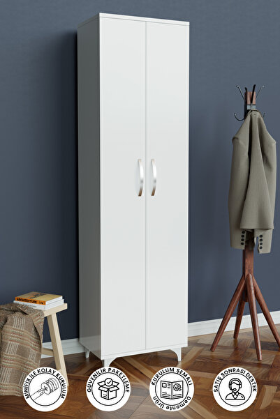 Hediyeler Kapında Beyaz 5 Raflı Çok Amaçlı Banyo Dolabı Kiler Balkon Erzak Dolabı