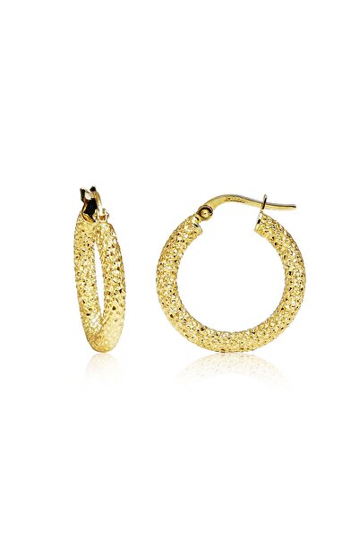 Altınkesesi Altın Kalın Bombeli Lazerli Halka Küpe 2.2 Cm