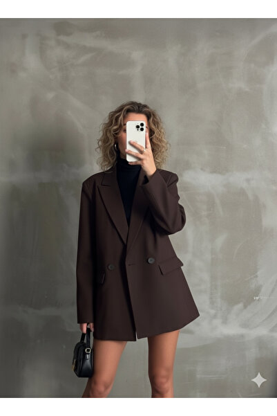 Lovely butik İKİ DÜĞMELİ OVERSİZE BLAZER CEKET TOK KUMAŞ