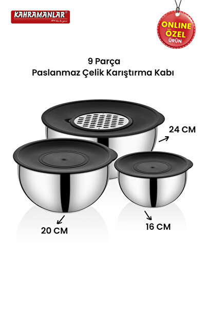 Kahramanlar Chef Mix 9 Parça Rendeli Karıştırma Ve Saklama Kabı