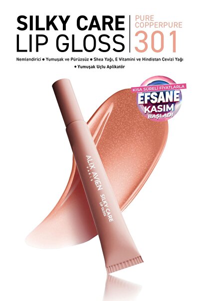Alix Avien Dolgun Gürünüm ve Nemlendirici Etkili Dudak Parlatıcısı - Silky Care Lipgloss 301 Pure Copper