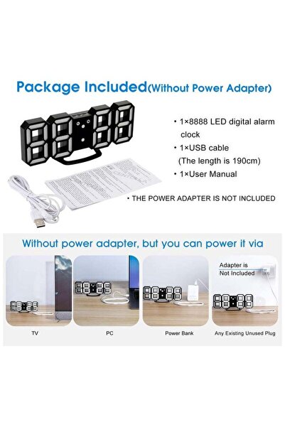 fulina 3D LED Digital Alarm Clock, Table Alarm Clock, Manually & Auto Adjust Brightness, Easy to Read at Ni