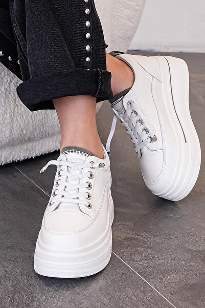 Guja Cindy Imported Special Series Genuine Leather Thick Sole Women's Sports Shoes White