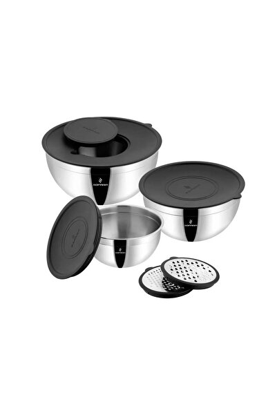 Sofram 3 Size Grater Steel Mixer-Storage Container (9 Pieces)