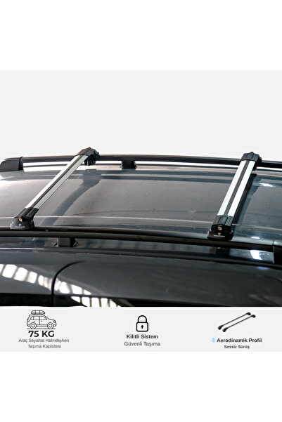 TAURUSPOWER Skoda Yeti (5I) 2009–2017 Uyumlu TRS-1 Kilitli Sistem Ara Atkı Tavan Barı Gri (2 Adet)