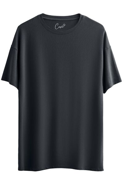 Çapıt Tricou oversize cu mânecă scurtă, 100% bumbac, cu gât în formă de O, af...
