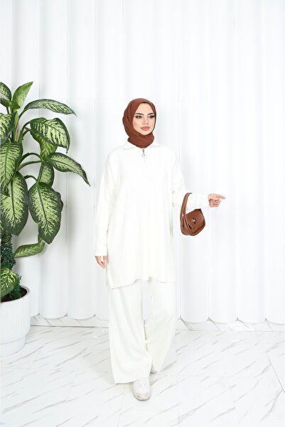 NİSUM MODA Nisum Kneck Zippered Pants Strick Suit